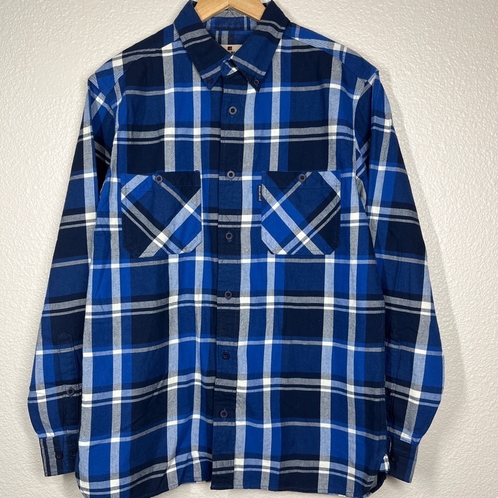 🔴 5 for $25! Woolrich Shirt Button Down Long Sleeve‎ Cotton Blue Plaid Medium